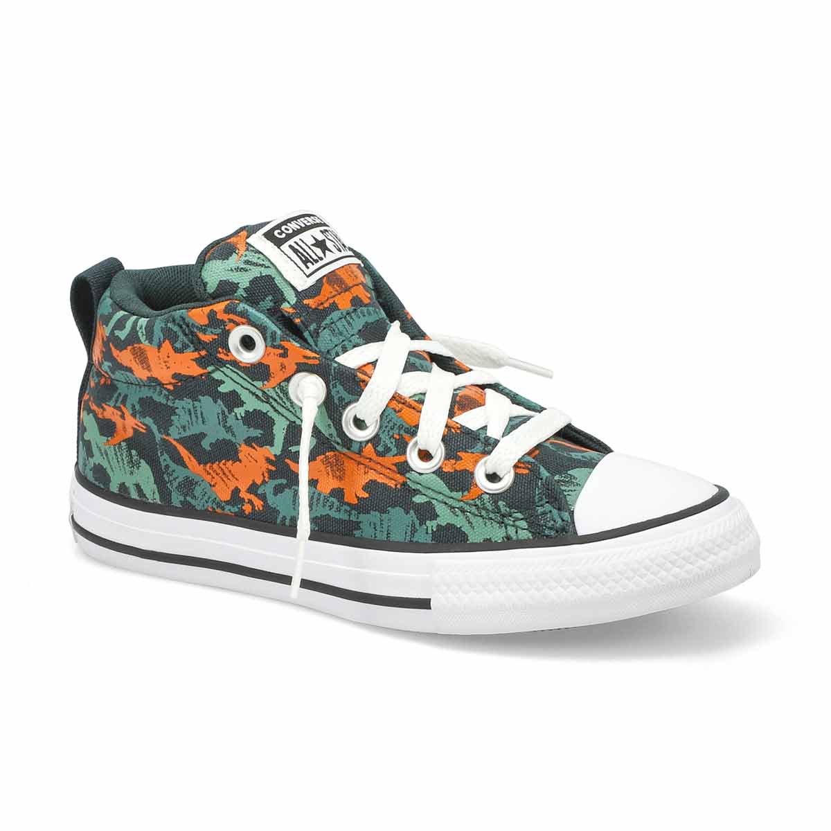 Converse, Boys' Chuck Taylor All Star Prehistoric Hi Top Sneaker - Green Orange