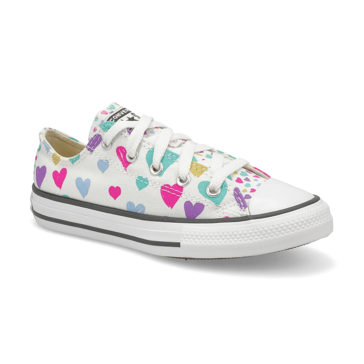 Converse, Girls' Chuck Taylor All Star Prints Hearts Sneaker - White Multi