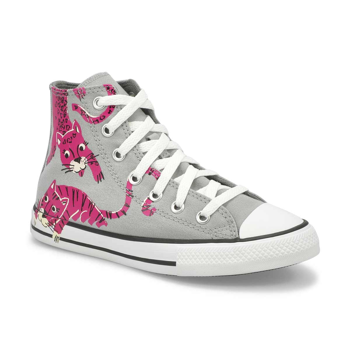 Converse, Girls' Chuck Taylor All Star Jungle Jive Hi Top Sneaker - Grey Pink