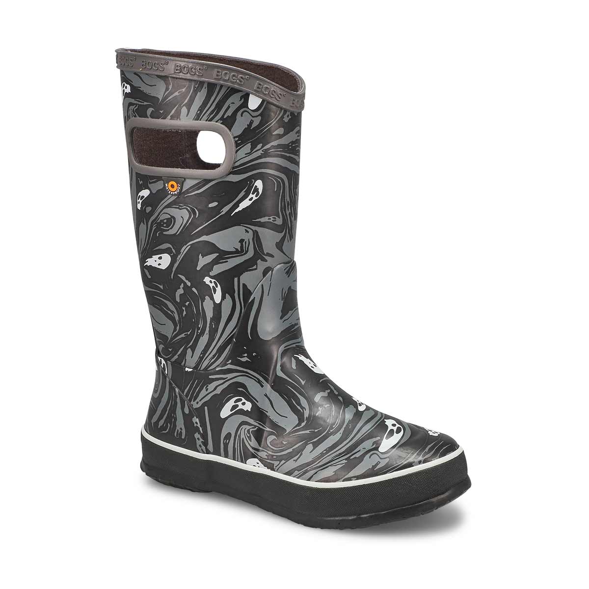 Bogs, Boys' Spooky Waterproof Rain Boot - Grey Multi