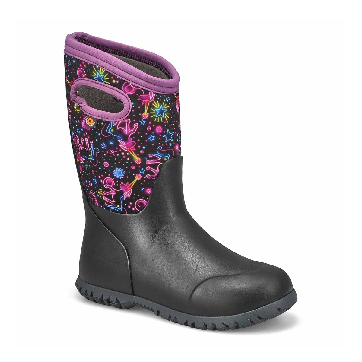 Bogs, Kids'  York Neon Waterproof Boot - Black Multi