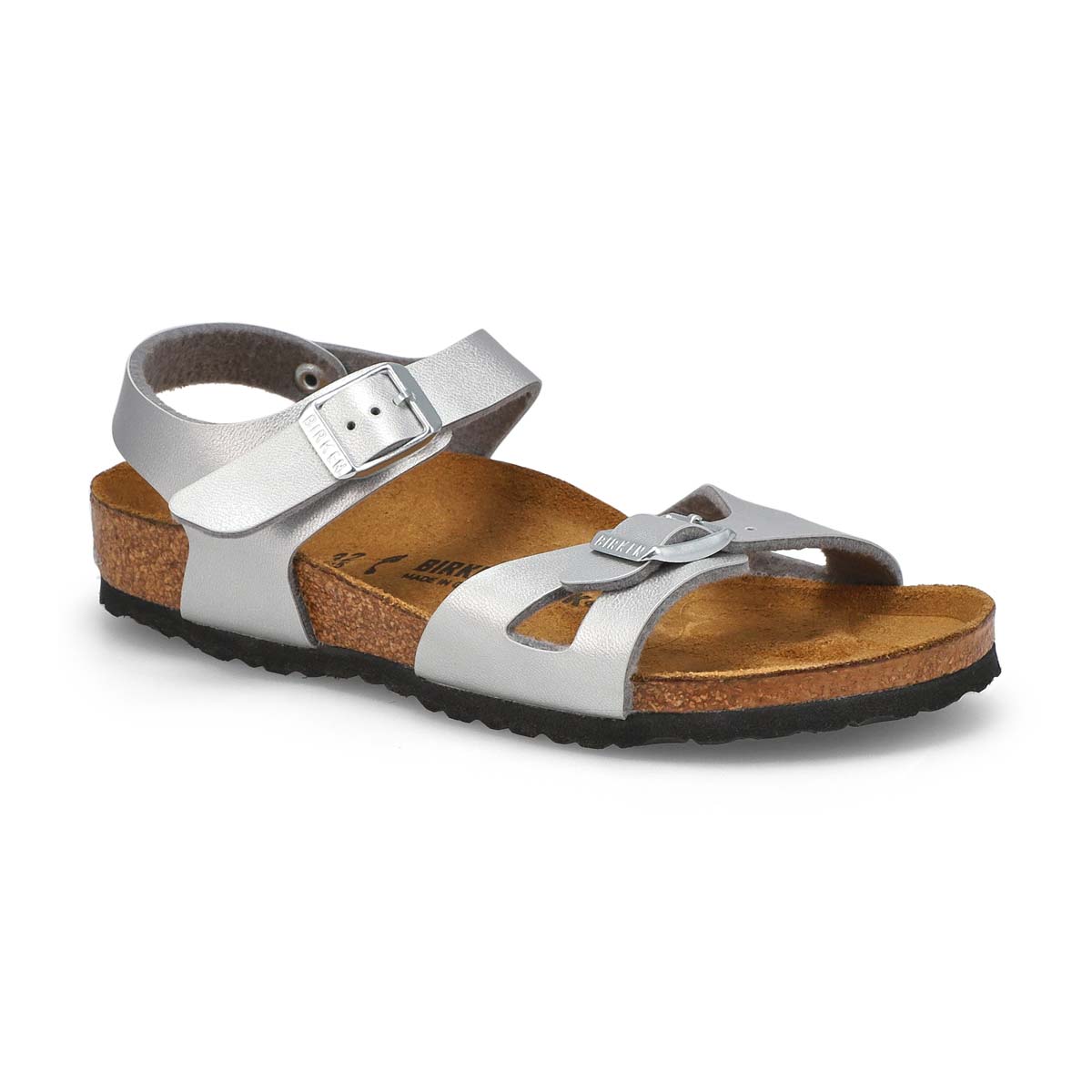 Birkenstock, Kids' Rio Birko-Flor 2 Strap Narrow Sandal - Silver