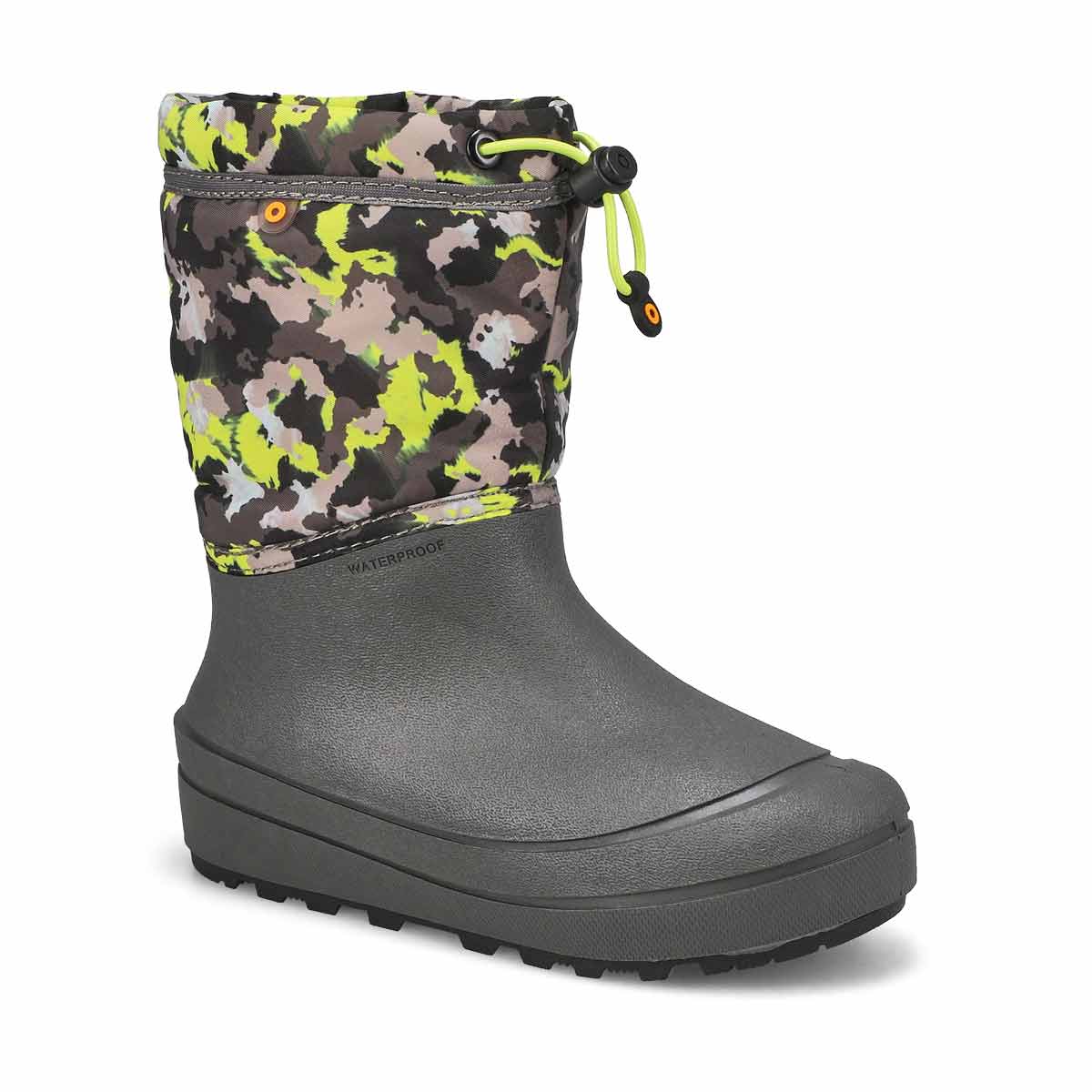 Bogs, Boys'  Snow Shell Camo Texture Waterproof Winter Boot - Gray Multi