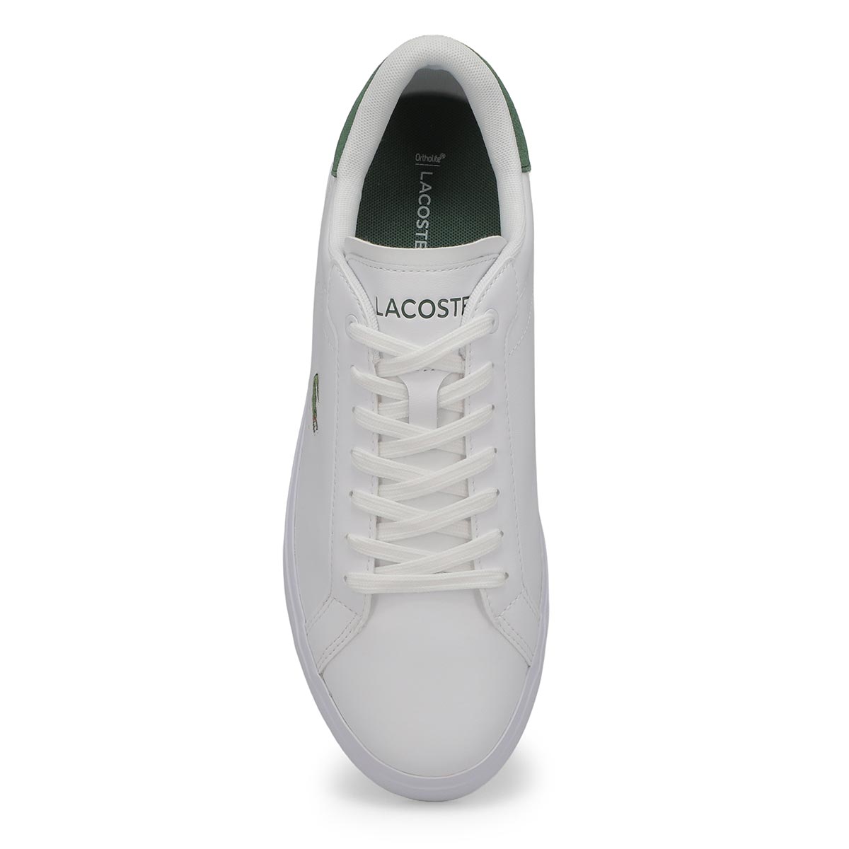 Mens Powercourt Leather  Lace Up Sneaker - White/Dark Green