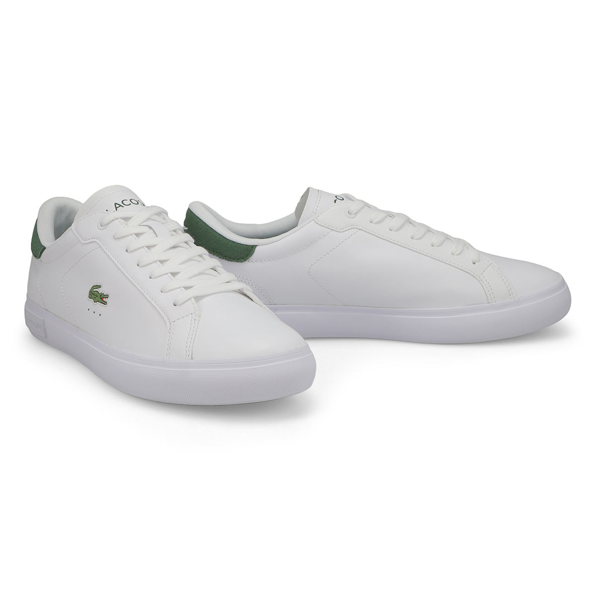 Mens Powercourt Leather  Lace Up Sneaker - White/Dark Green