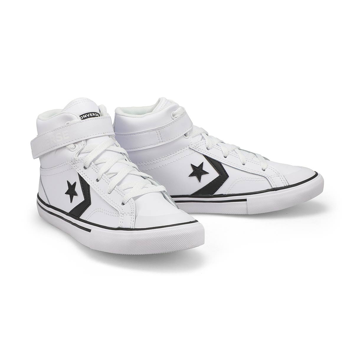 Boys Chuck Taylor All Star Pro Blaze Strap Leather Sneaker - White/Black