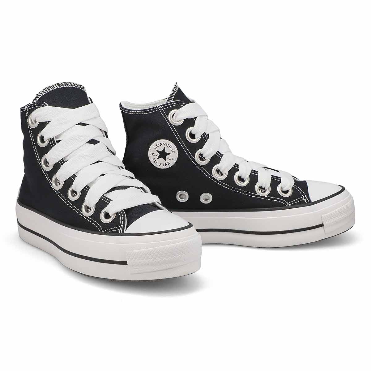 Womens Chuck Taylor All Star Lift Sketch Hi Platform Sneaker - Black/White/White