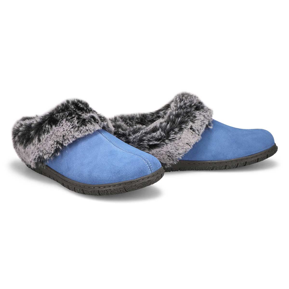 Womens Beth Open Back Suede Slipper - Light Blue