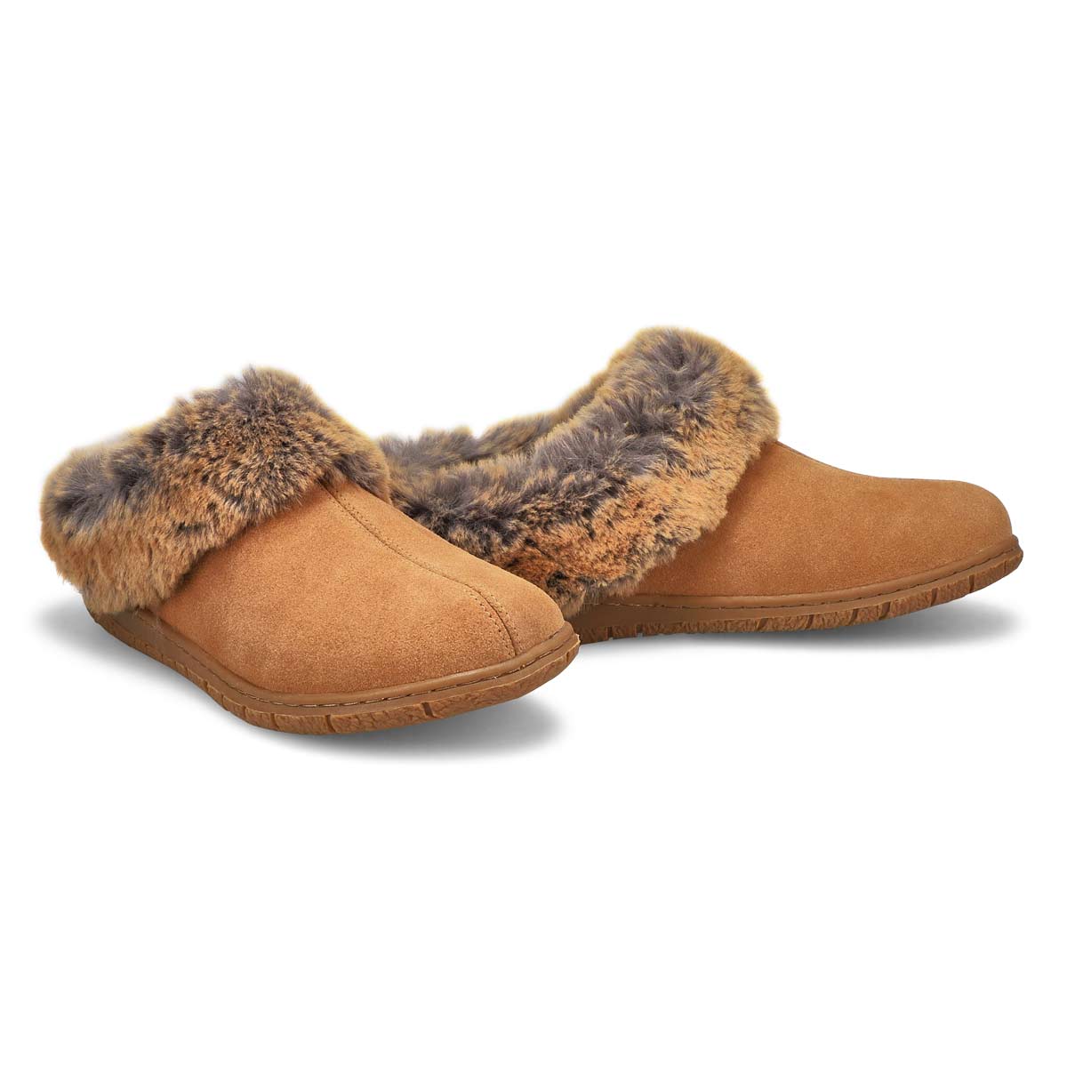 Womens  Beth Open Back Suede Slipper - Latte