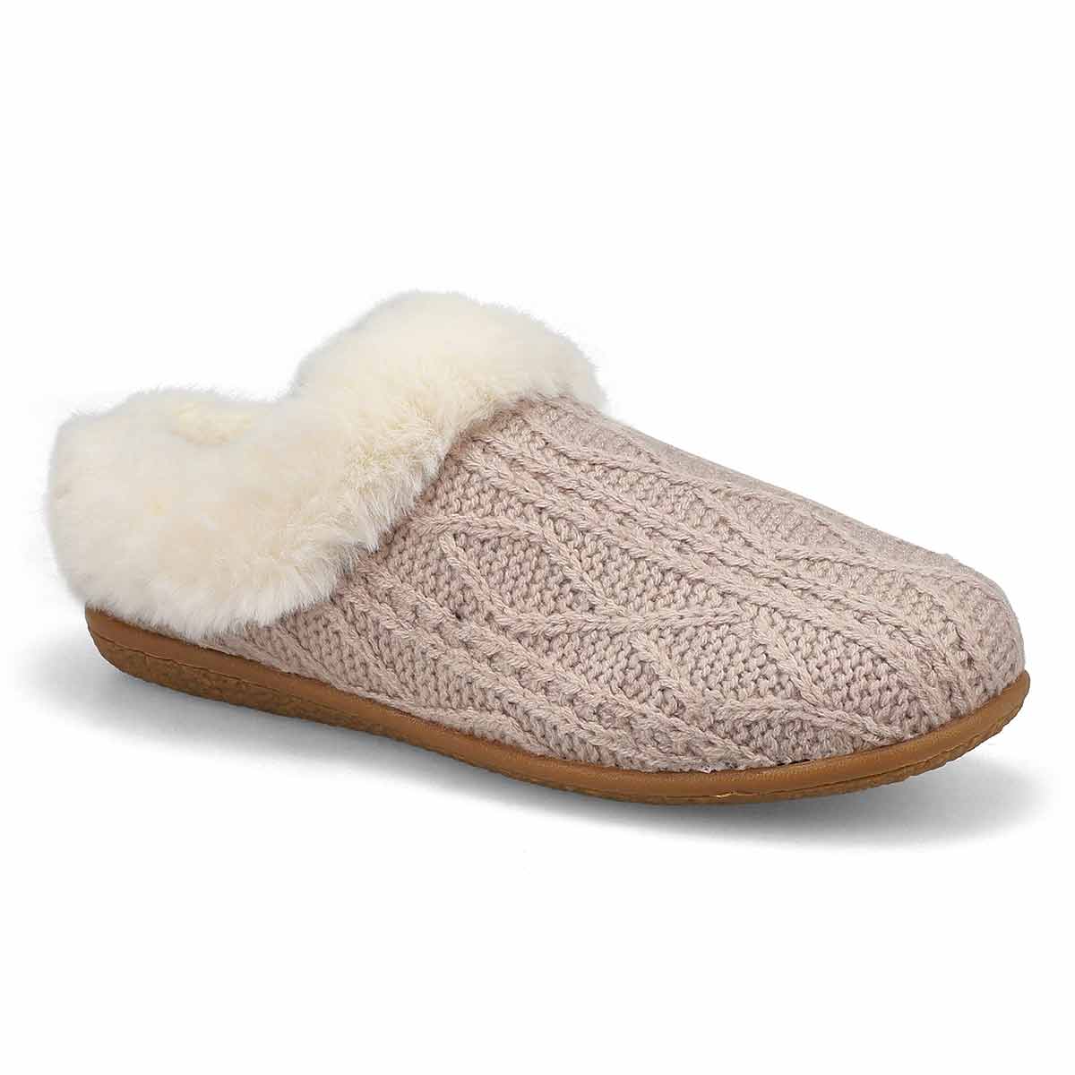 SoftMoc, Pantoufle en tricot et similifourrure CLIPPER, gruau, femmes