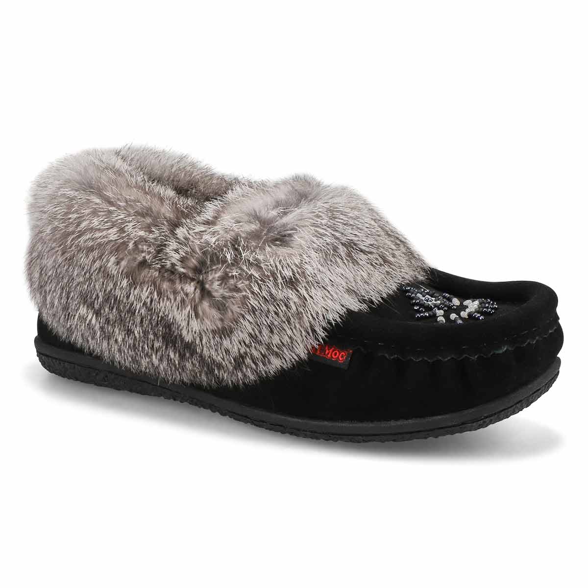 SoftMoc, SoftMocs avec fourrure de lapin CUTE 5, noir gris, femmes