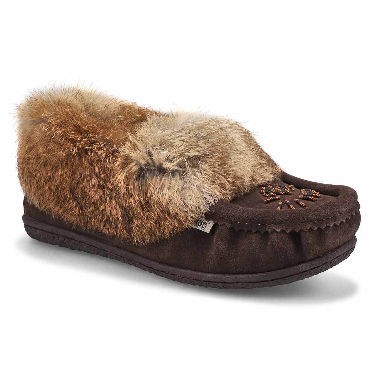 SoftMoc, Women's Cute 5 Rabbit Fur SoftMocs - Chocolate