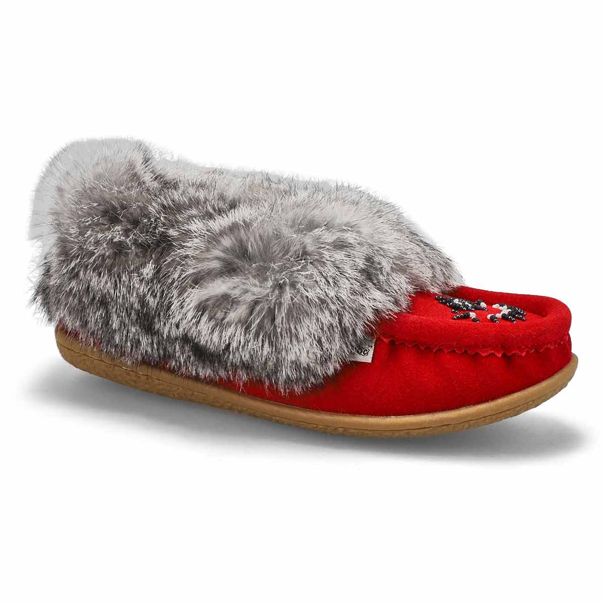 SoftMoc, Ladies Cute 5 Rabbit Fur SoftMocs - Red