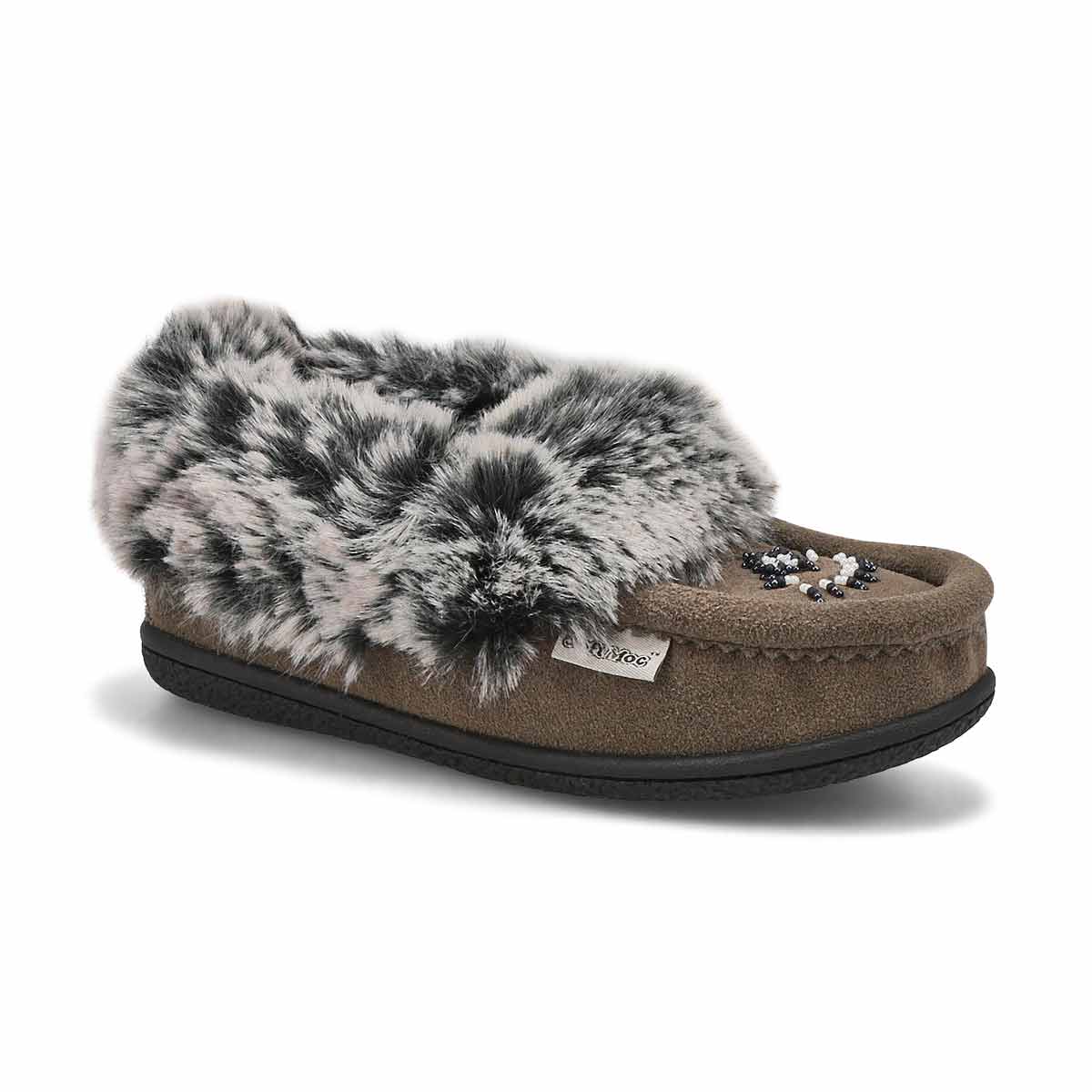 SoftMoc, Girls' Cute 6 Jr Faux Rabbit Fur SoftMocs - Grey