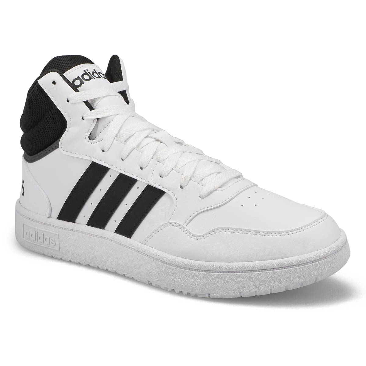 adidas, Men's Hoops 3.0 Mid Lace Up Sneaker - White Black