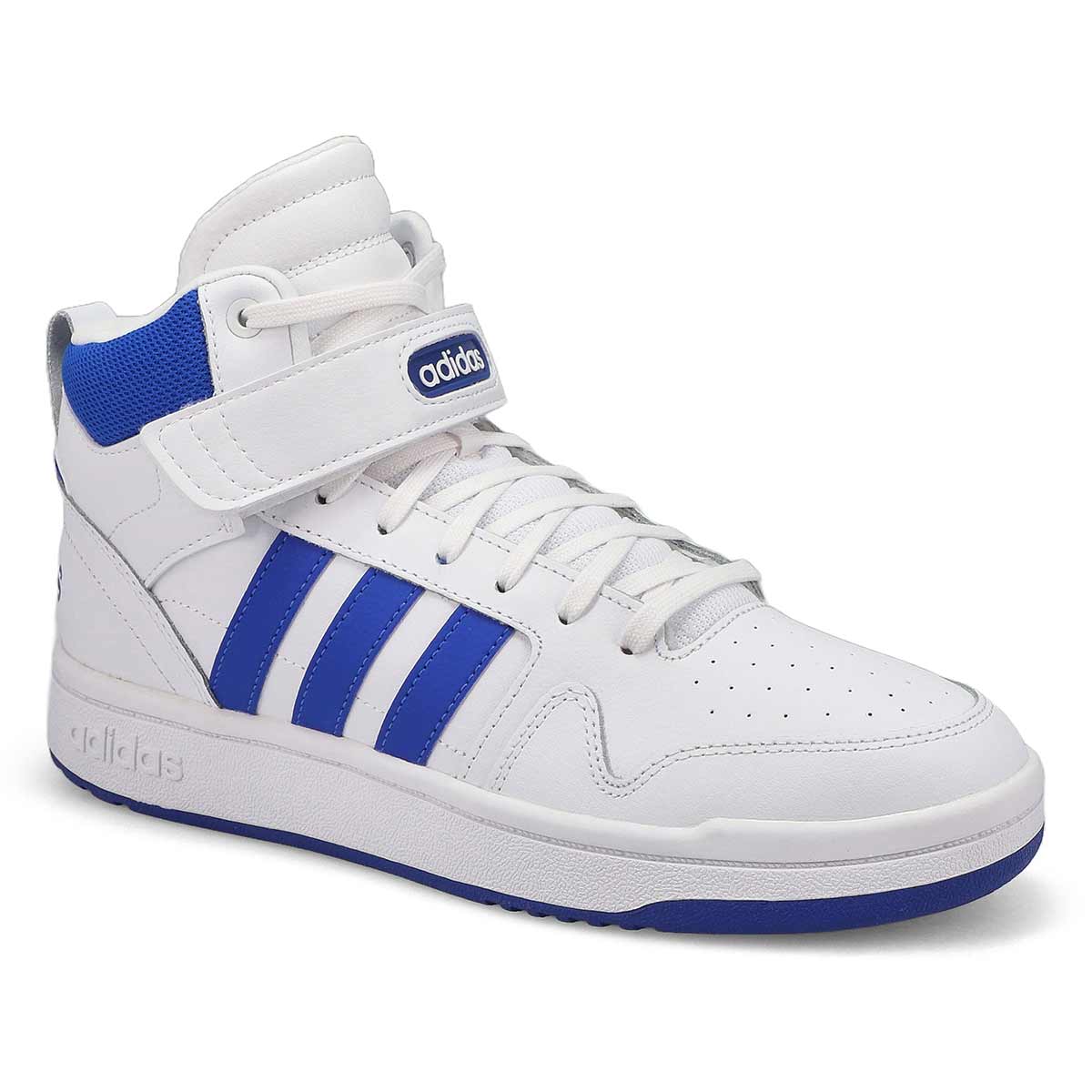 adidas, Men's Postmove Mid Lace Up Sneaker - White Royal Blue