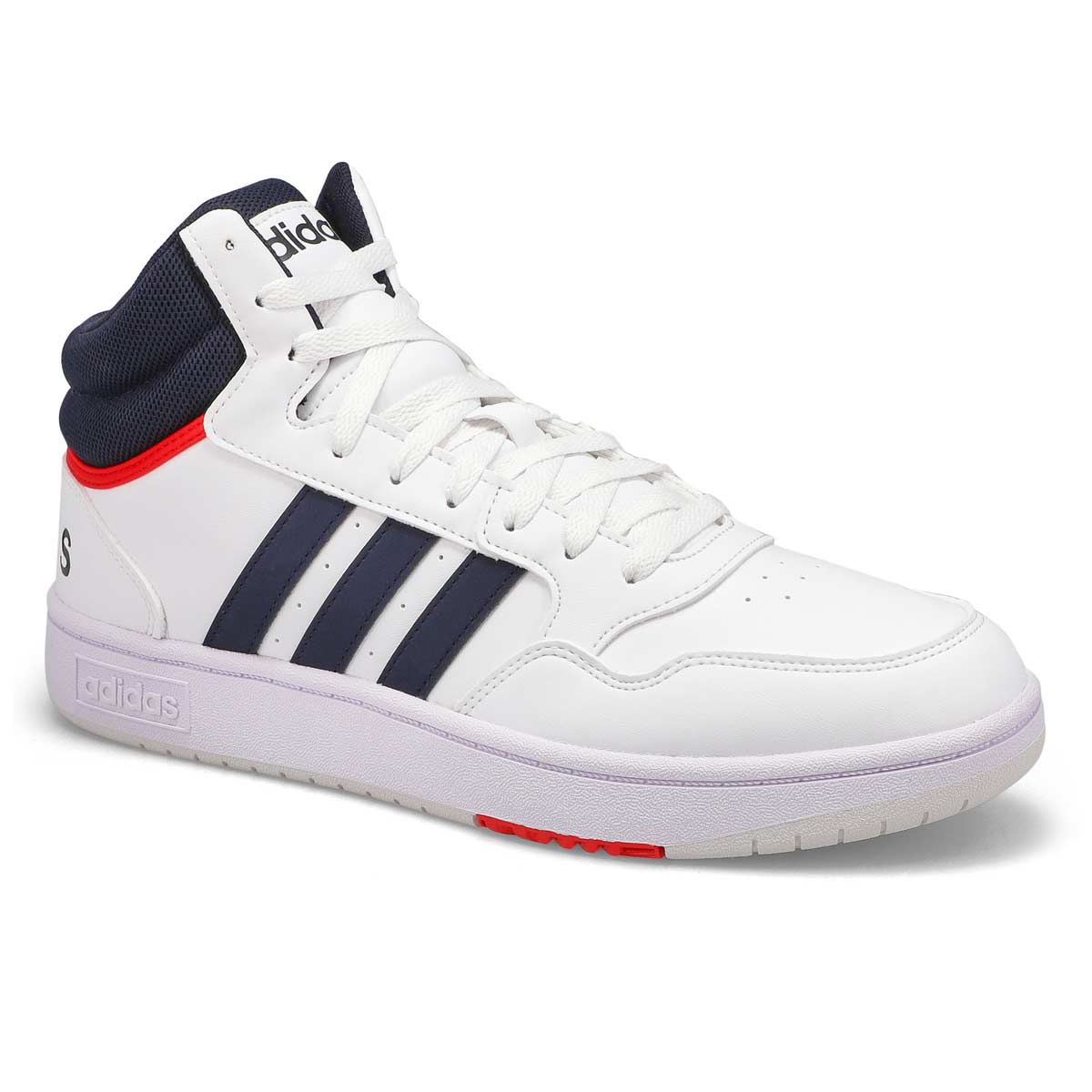 adidas, Baskets à lacets HOOPS 3.0 MID, blanc encre rouge, hommes