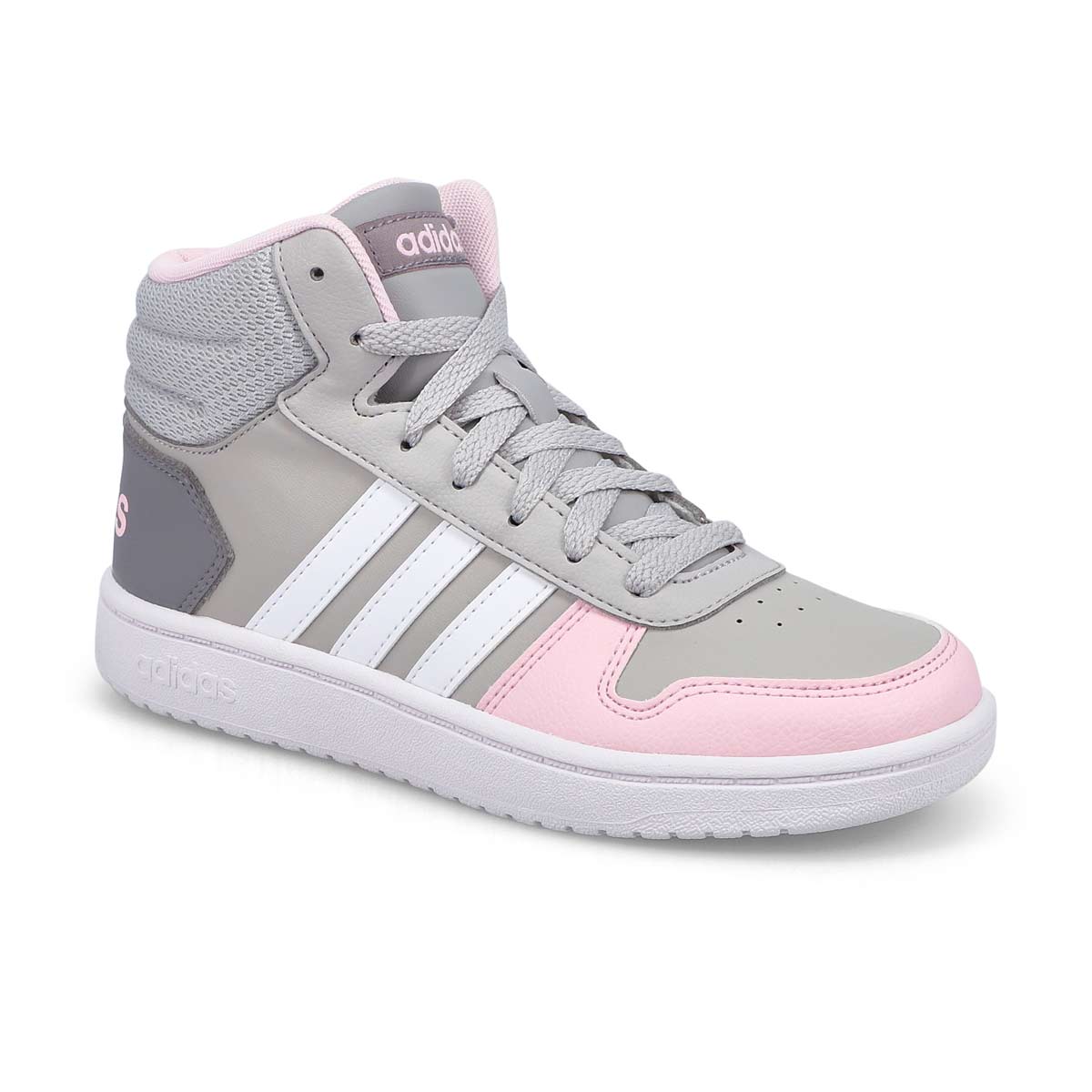 adidas Girls Hoops Mid 2.0 Sneaker - Grey/Whi | SoftMoc.com
