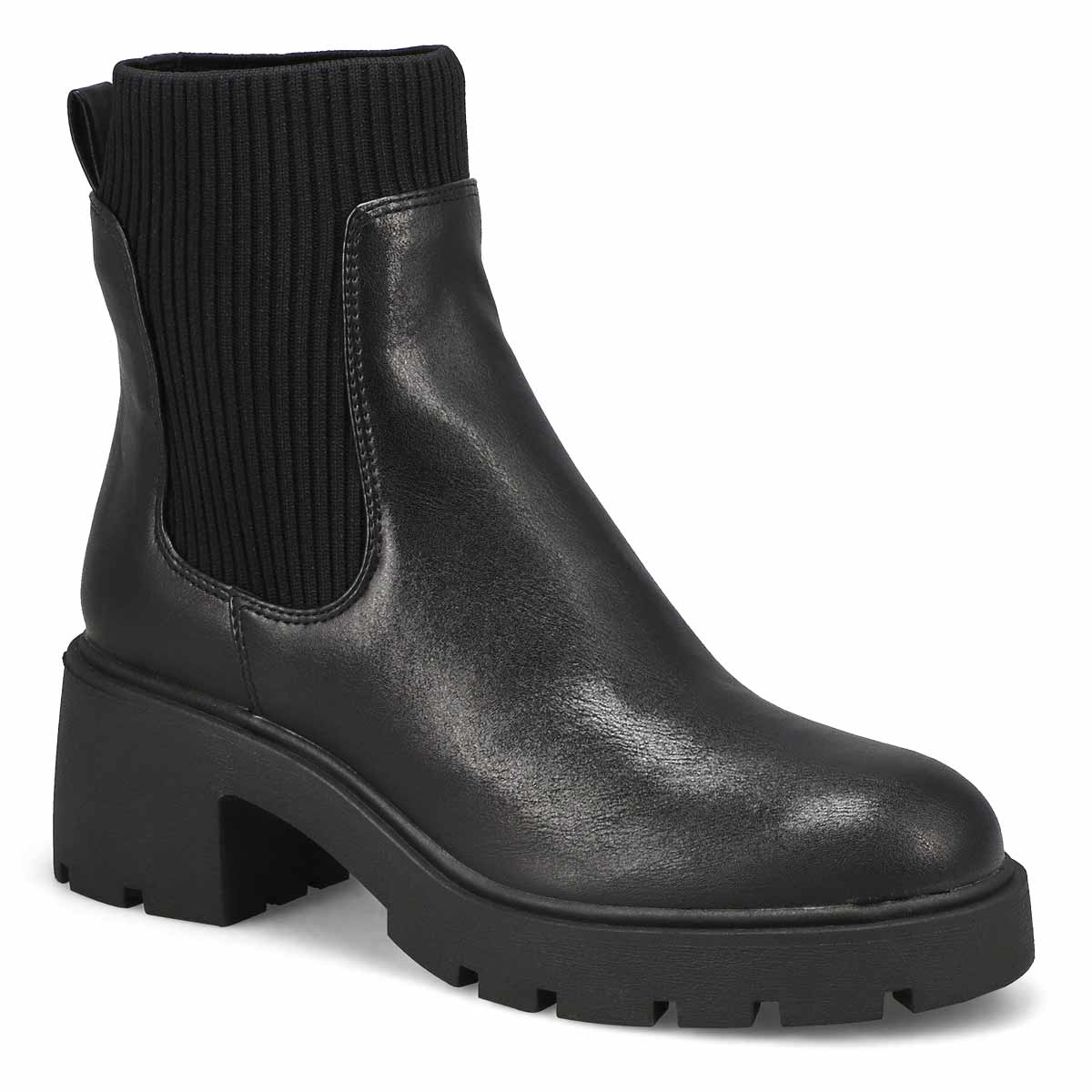 Womens Halona Leather Ankle Boot - Black