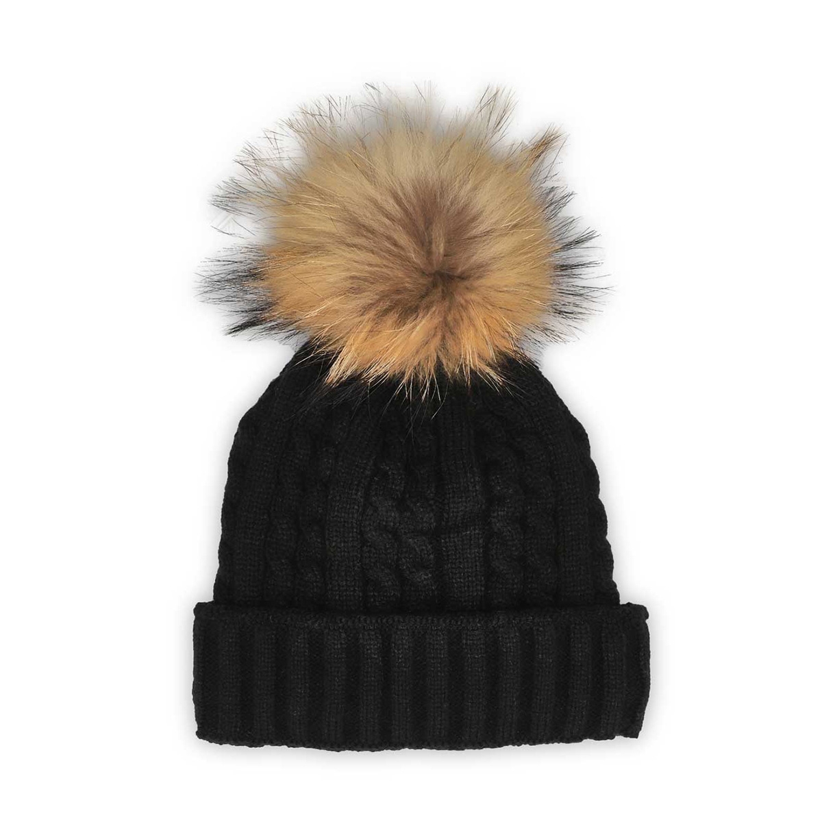 SoftMoc, Women's black fin with pom cable stitch hats