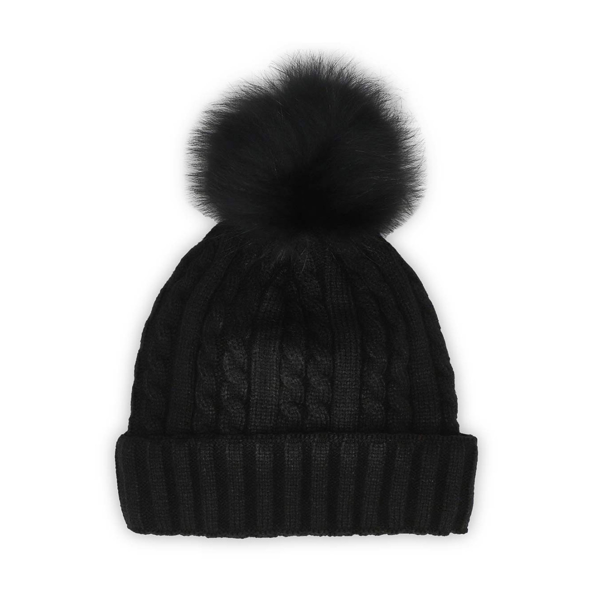 SoftMoc, Women's black black with fur cable stitch hats