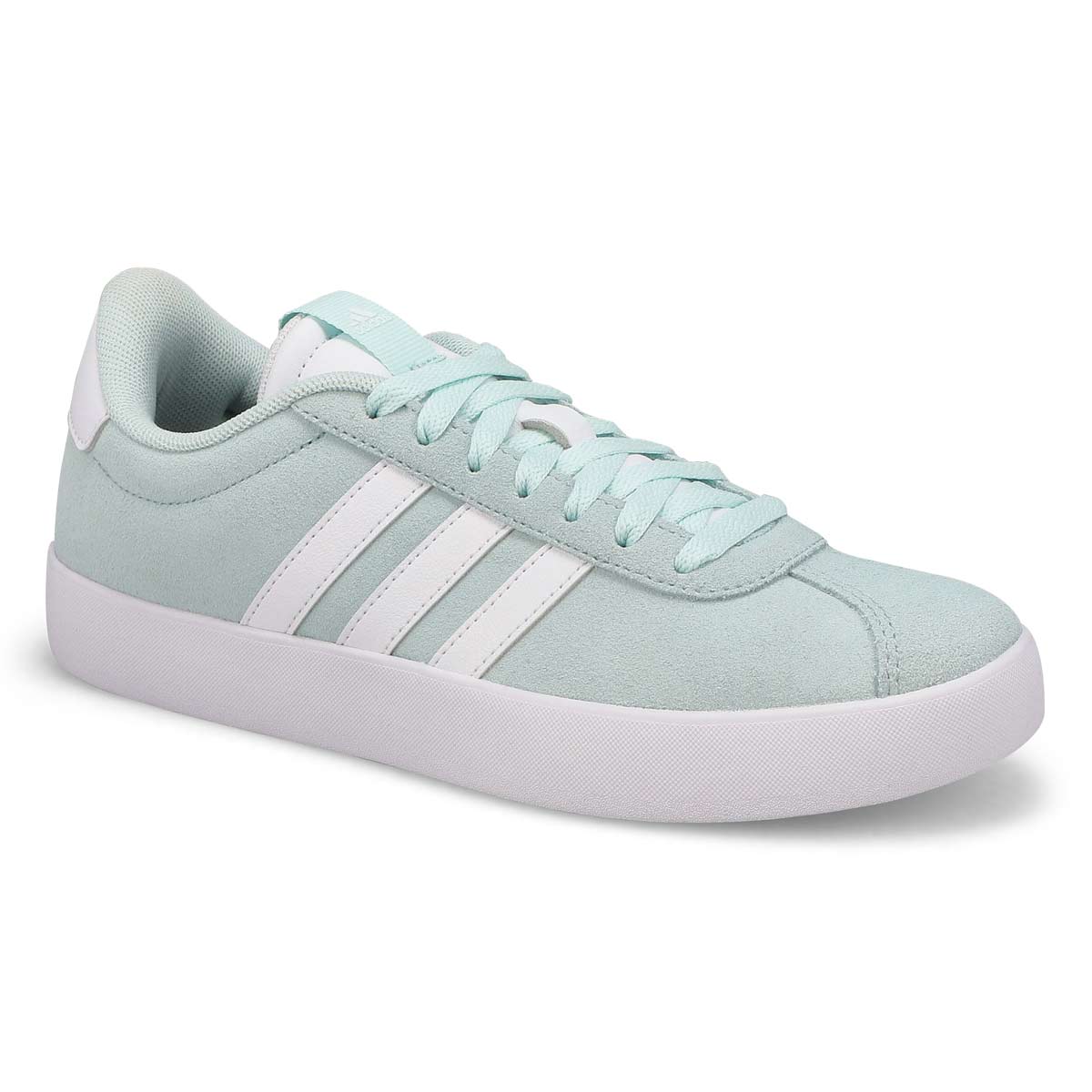 adidas, adidas, Women's  VL Court 3.0 Suede Lace Up Sneaker - Halo Mint  White