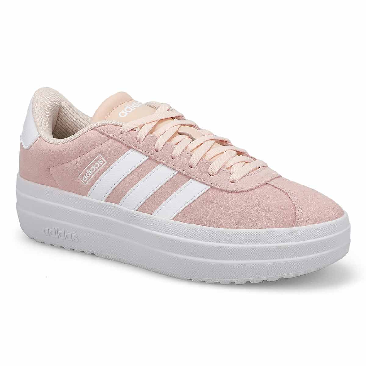 adidas, Women's VL Court Bold Lace Up Sneaker - Wonder Quartz White White