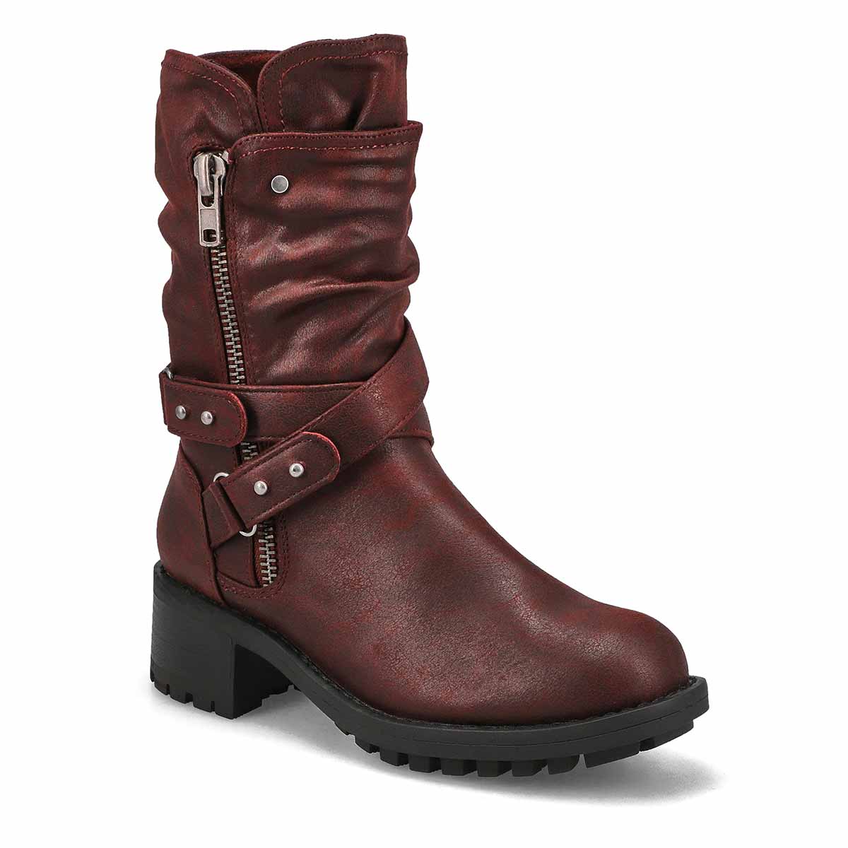 SoftMoc, Women's Kassia Mid Calf Combat Boot -Wine