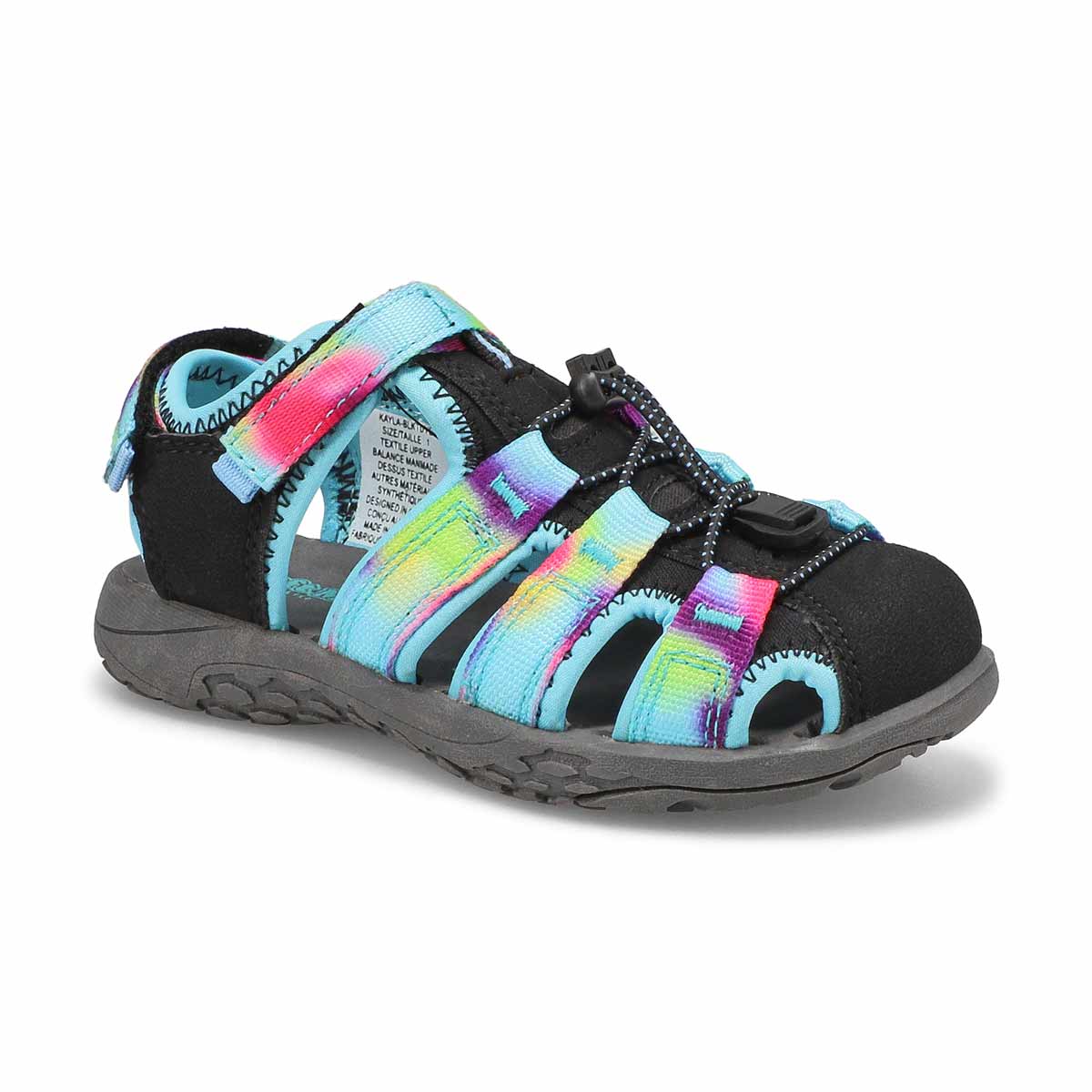 SoftMoc, Girls' Kayla Fisherman Sandal -Black Tie Dye