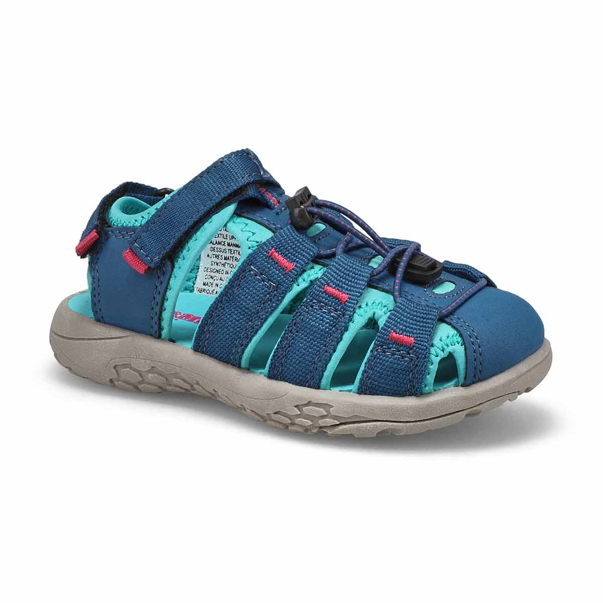 SoftMoc, Girls' Kayla Fisherman Sandal - Navy Turquoise