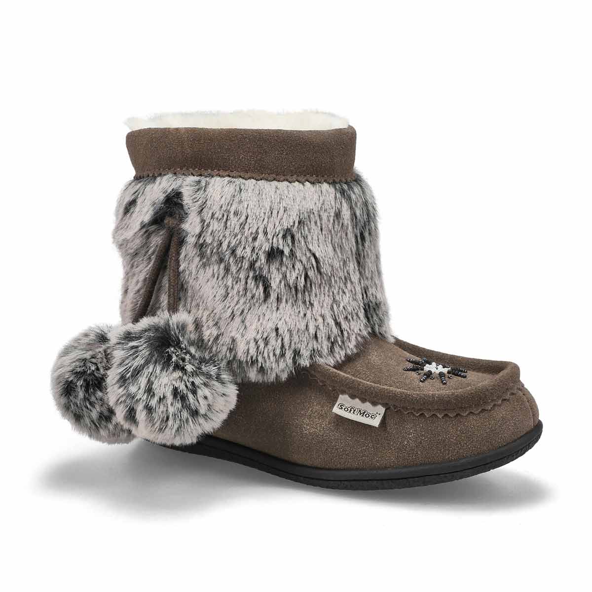 SoftMoc, Girls' Minimuk3 Jr Faux Fur SoftMocs - Grey