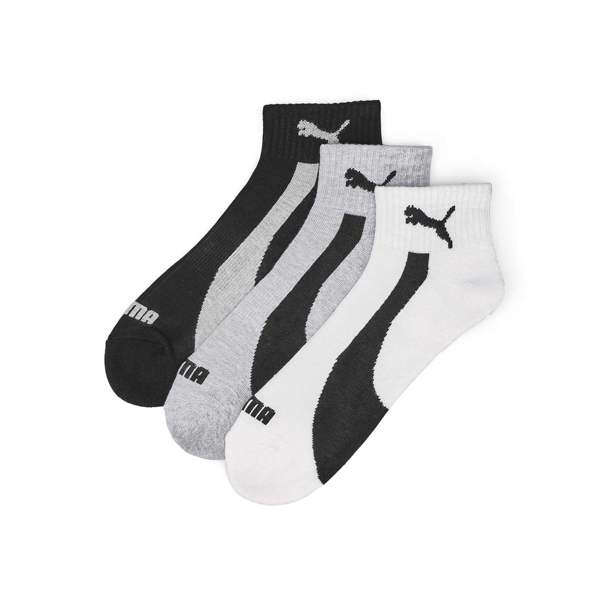 Mens Half Terry Quarter Crew Sock 6 Pack - Grey/Multi