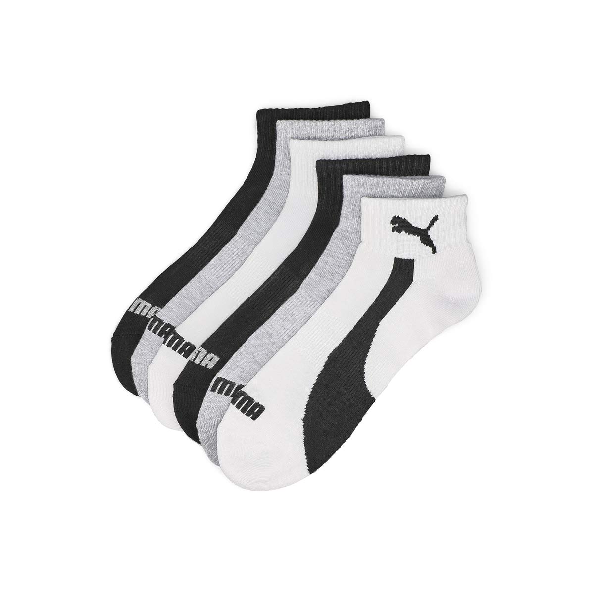 Mens Half Terry Quarter Crew Sock 6 Pack - Grey/Multi