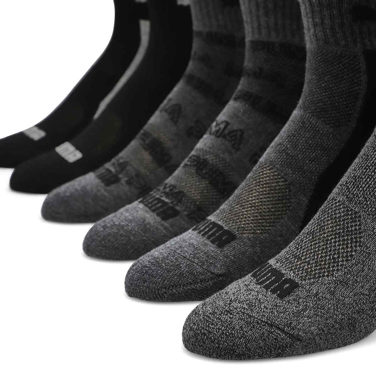 Mens Half Terry Quarter Crew Sportstyle Sock 6 Pack - Black Combo