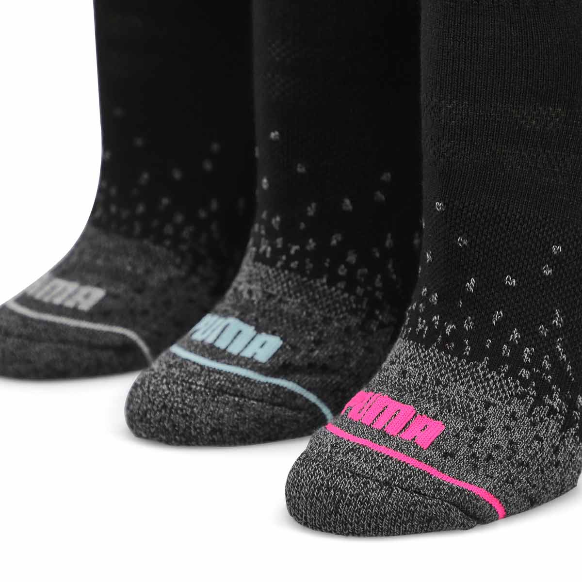 Womens Half Terry Quarter Crew Sportstyle Training Sock 6 Pack - Black/Pink