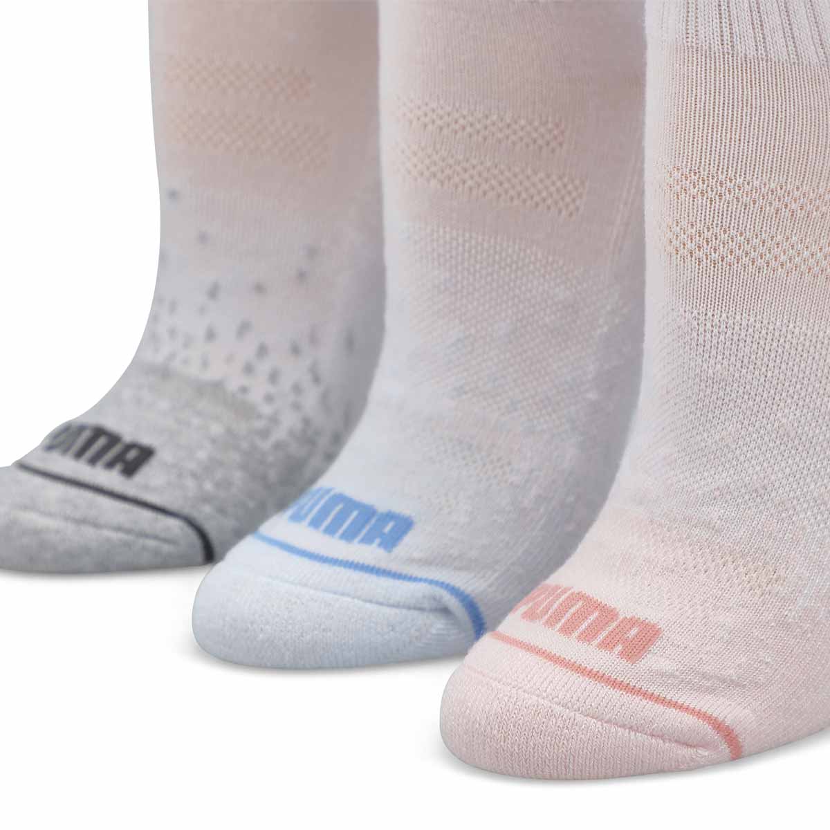 Womens Half Terry Quarter Crew Sportstyle Training Sock 6 Pack - White/Multi