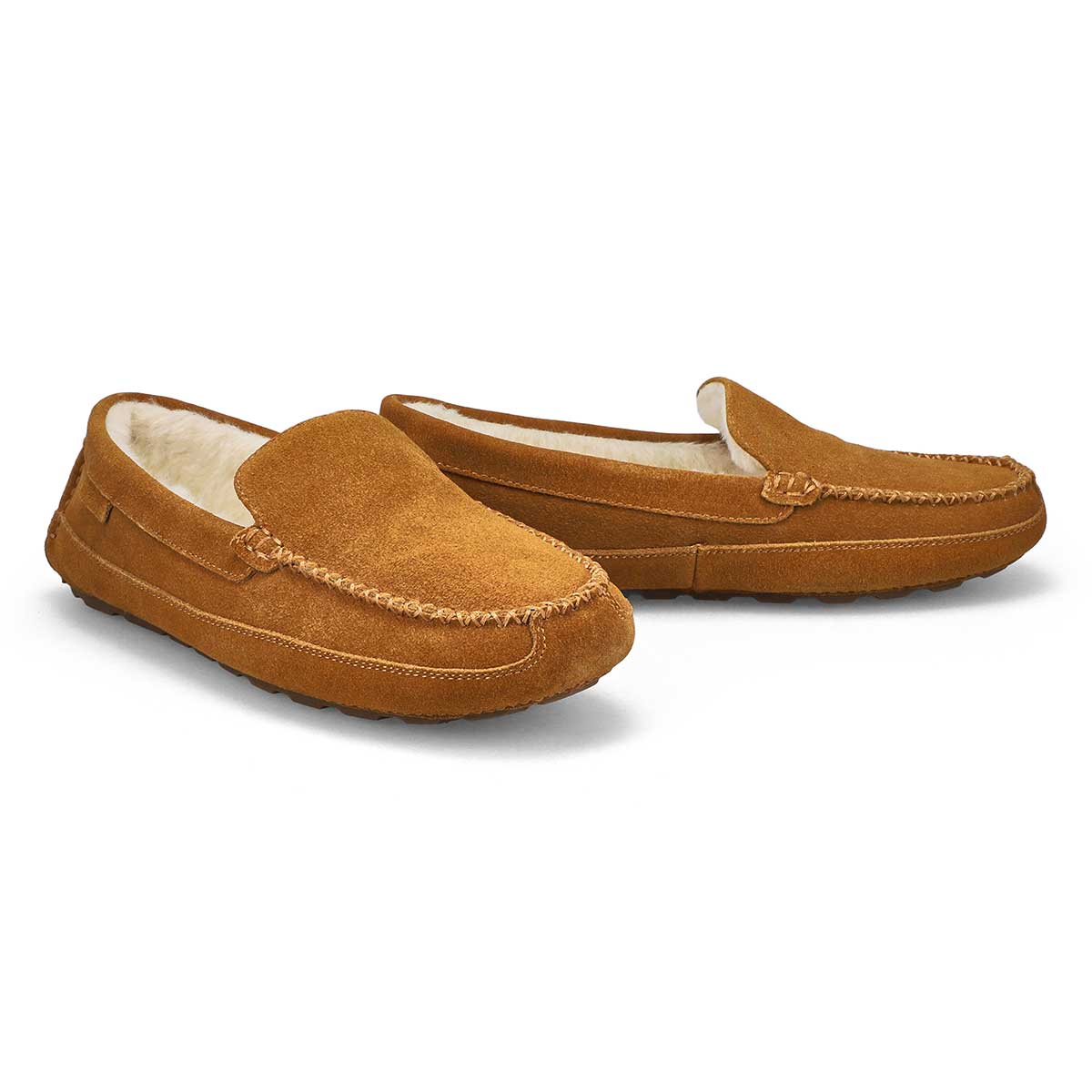 Mens Rollo Suede Plush Lined SoftMocs - Chestnut