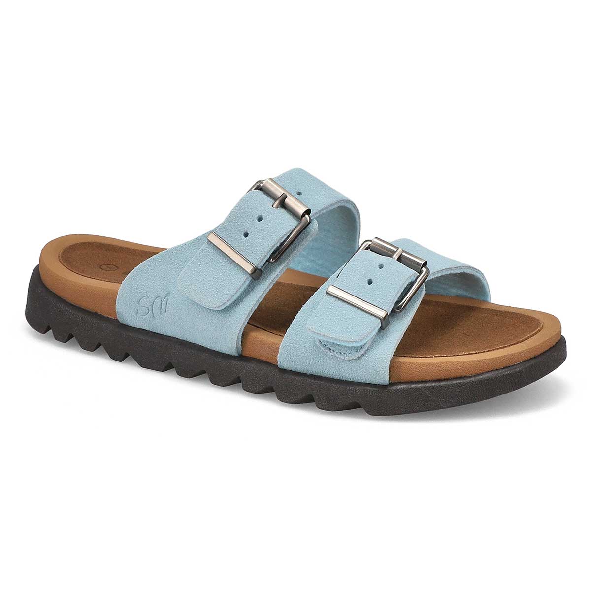 SoftMoc, Women's Sadie Double Buckle Suede Sandal - Blue