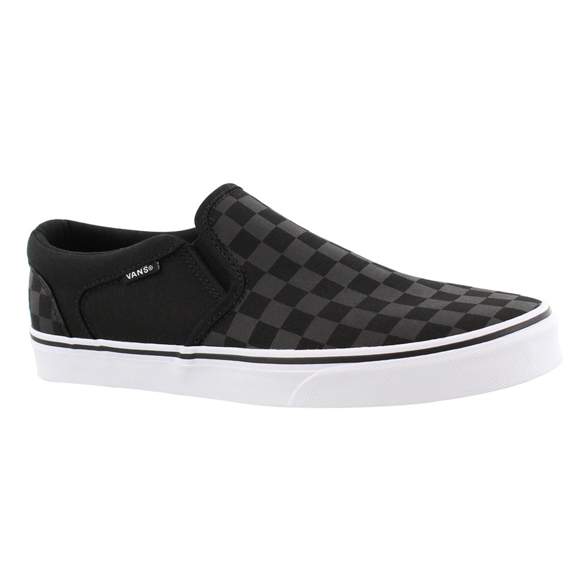 Vans Men's ASHER black checkered slip on sneakers
