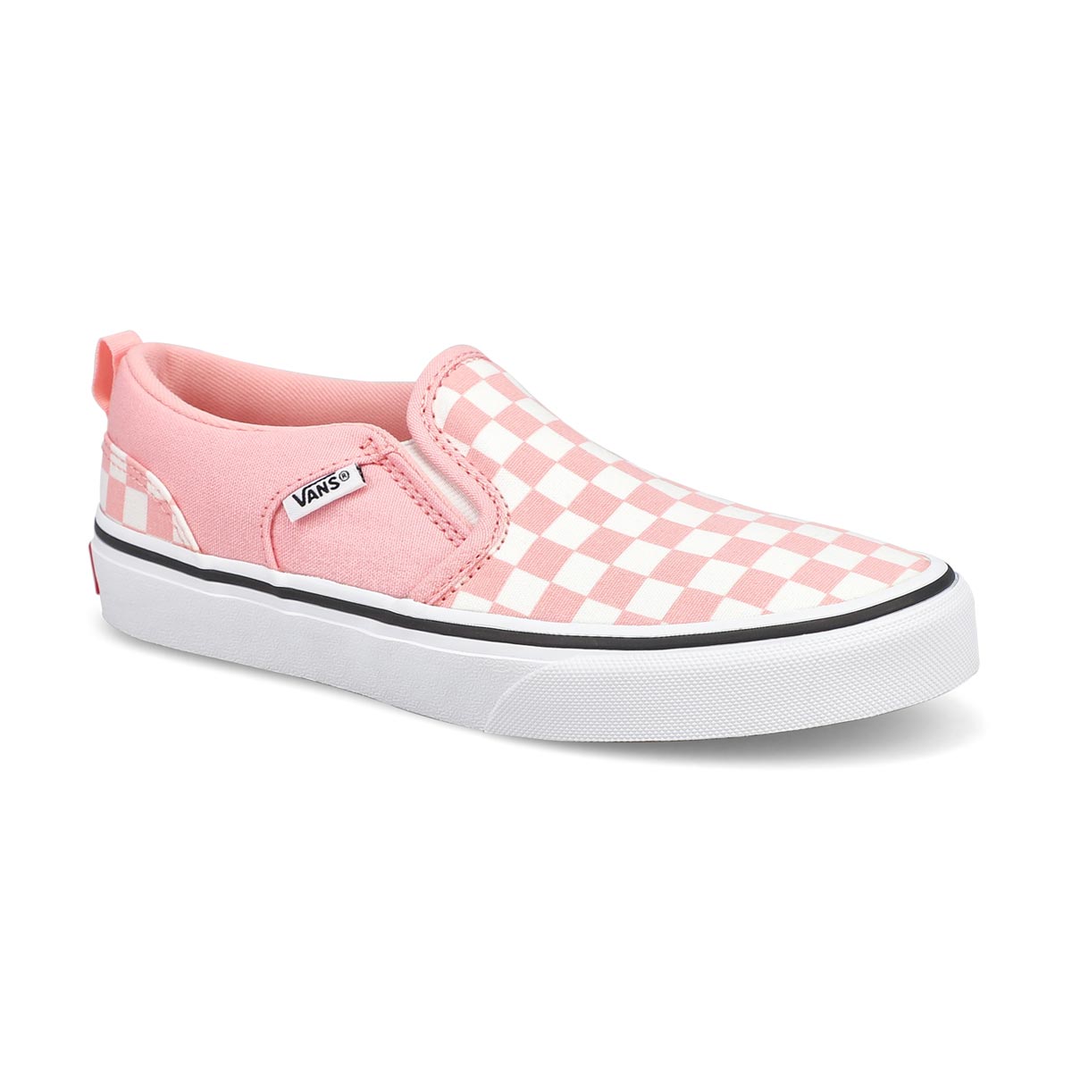 Vans, Baskets à enfiler à motif damier ASHER, rose blanc, filles