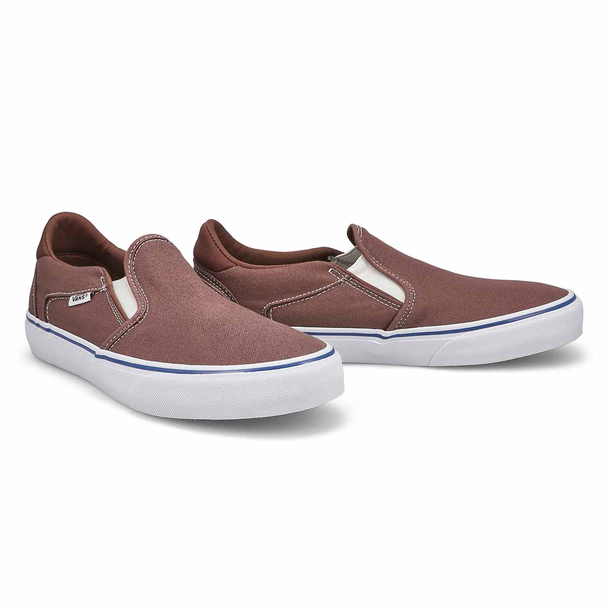 Mens Asher Deluxe Slip On Sneaker - Taupe/White