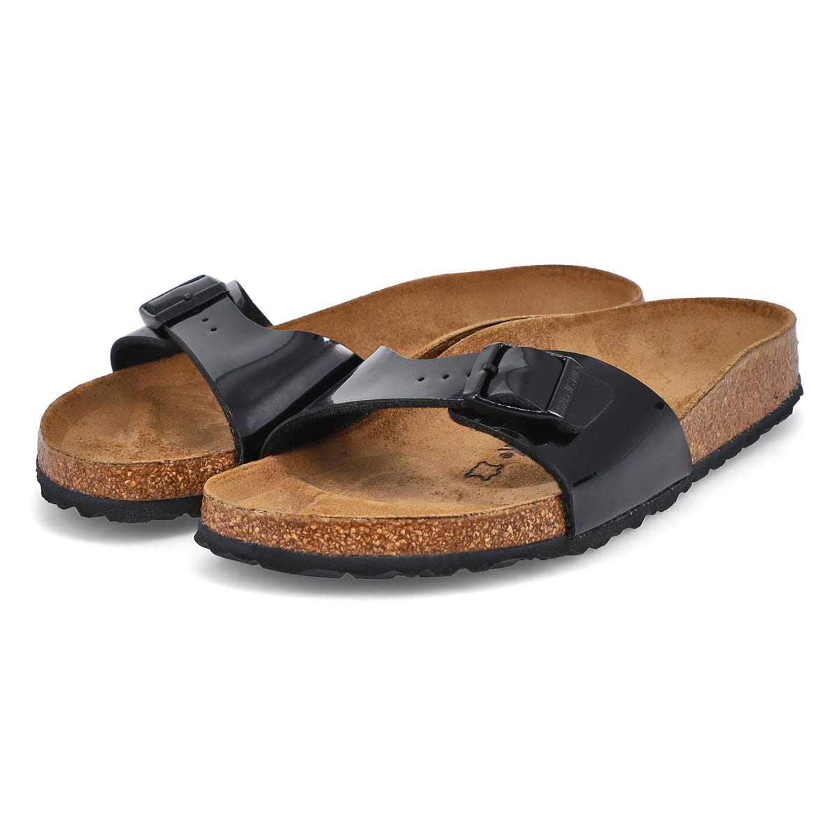 Women's Madrid Birko-Flor 1-Strap Narrow Sandal - Black Patent