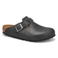 Womens Boston Oiled Leather Casual Clog - Black