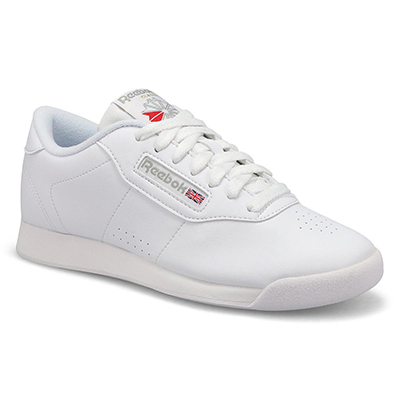 Lds Princess Co Leather Lace Up Sneaker - White