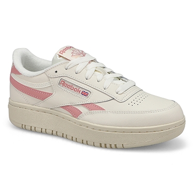 Lds Club C Double Revenge Lace Up Sneaker - White/Pink/White