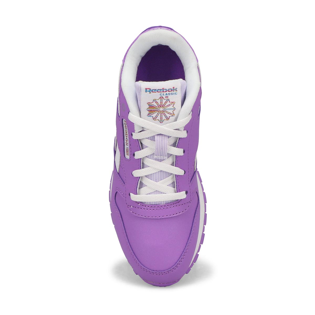 Kids'  CL Step N' Flash Lace Up Sneaker - White/ Digital Purple