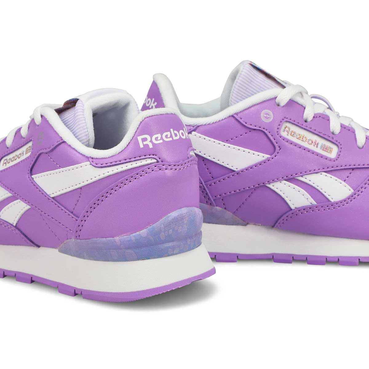 Kids'  CL Step N' Flash Lace Up Sneaker - White/ Digital Purple