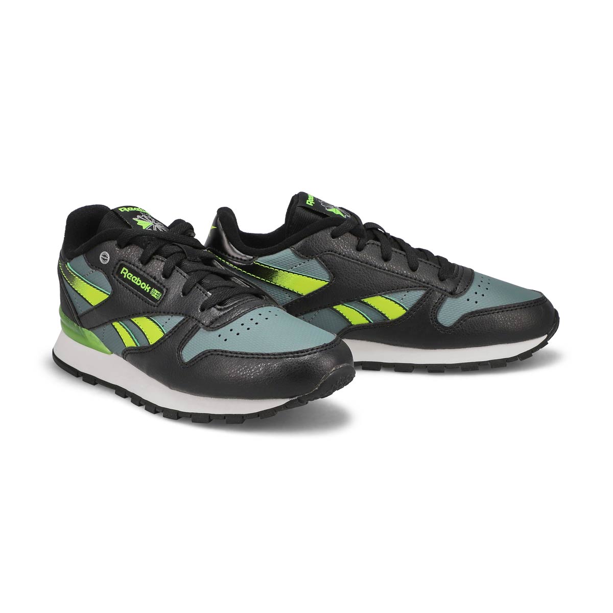 Kids' CL Step N' Flash Lace Up Sneaker - Black/Grey/Digital Lime