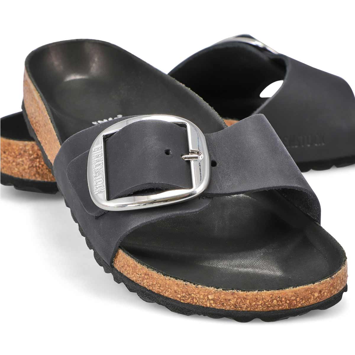 Women's Madrid Big Buckle 1 Strap Narrow Sandal - Black