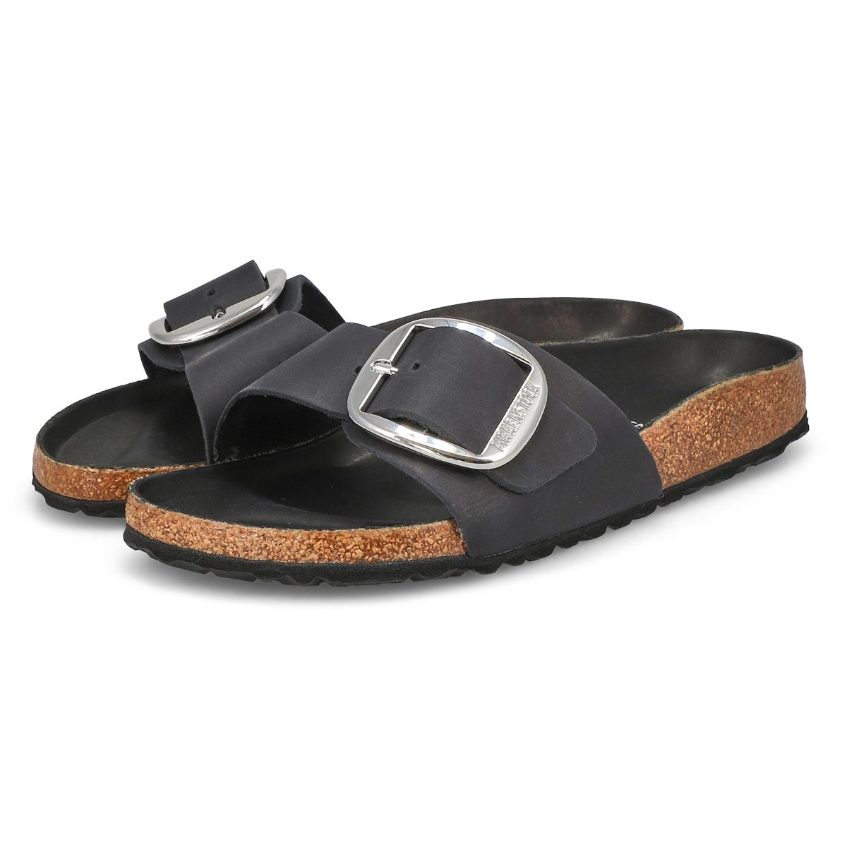 Women's Madrid Big Buckle 1 Strap Narrow Sandal - Black